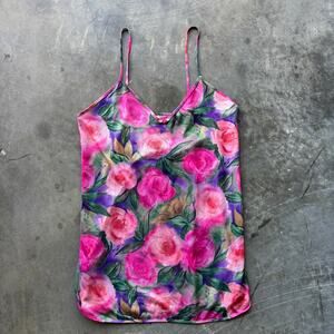 Vintage Feather Bed Intimate Tank Top Camisole Women's Size M Pink Purple Floral
